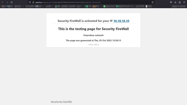 Example of blocking page – Firewall. If the visitor IP is in hazardous net list or blacklisted in your personal list, he will see this screen.
